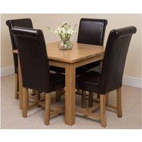 Thats Furniture Oslo 90 x 90 cm Oak Small Dining Table & 4 Washington Leather Chairs in Brown