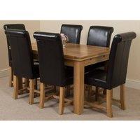 Thats Furniture Richmond 140-220cm Oak Extending Dining Table + 6 Washington Leather Chairs in Black