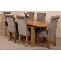 Thats Furniture Richmond 140-220cm Oak Extending Dining Table + 6 Washington Fabric Chairs in Grey
