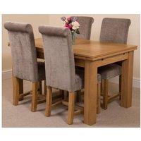 Thats Furniture Richmond 140-220cm Oak Extending Dining Table + 4 Washington Fabric Chairs in Grey