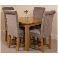 Thats Furniture Oslo 90 x 90 cm Oak Small Dining Table & 4 Washington Fabric Chairs in Grey