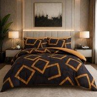 Pamposh Luxury Duvet Cover Sets Reversible Quilt Covers in Black | Size: Super King