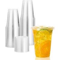 ECONX 200 x 20oz Smoothie Cups with Flat Lids Strong Clear Plastic Cups | Size: 500 Piece