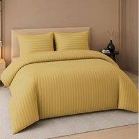 Pamposh Satin Stripes Duvet Cover Set Reversible Bedding Sets in Yellow | Size: King