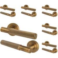 AFIT Antique Brass Knurled Door Handles Round Rose Internal 6 Pairs in Bronze | Size: 150mm x 150mm