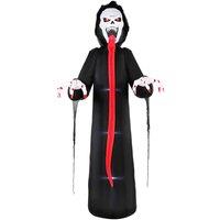 OUTSUNNY 10 FT Halloween Inflatable Skeleton with Built-in LED Lights in Black