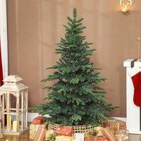 HOMCOM 5ft Christmas Tree, Hinged Xmas Tree with Realistic Branches in Green
