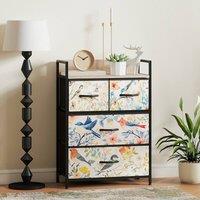 HOMCOM Chest of Drawers, Fabric Dresser with Open Shelf in White