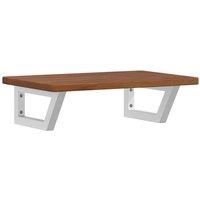 Berkfield Home Basin Shelf Wall Mounted Steel & Solid Wood Oak in Brown