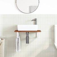 Berkfield Home Elegant Basin Shelf Wall Mounted Steel & Solid Wood Oak in Brown