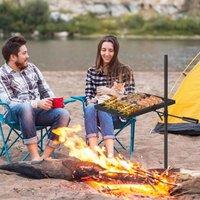 London Boutique Swivel Fire Pit BBQ Grill Set of 2 16 x 16 in Steel Campfire Grate in Black