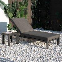 MIMO Aluminum Sun Lounger with Side Table Set - Wheeled Design in Grey | Size: 2 Pack