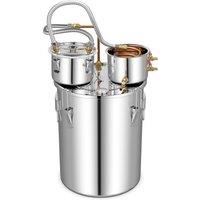 Gymax 3 Pots Alcohol Distiller 38 L Still Kit With Copper Tubes Thermometer in Metallic Silver