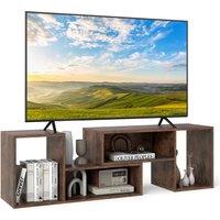 Costway 2-Piece Console TV Stand Modern Minimalist Entertainment Center in Brown
