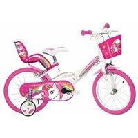 Dino Bikes Unicorn Girls Bicycle 16 - White/Pink in White