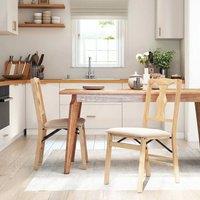 EONLION Set of 2 Folding Dining Chairs Space-saving in Natural | Size: 100 cm