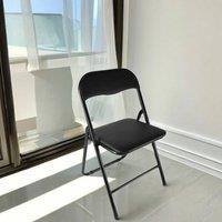 Ventryn Metal Folding Chair Foldable Computer Desk Office Party Back in Black
