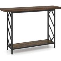 FORGEVIO 2-Tier Entryway Table with Thickened Top Open Storage Shelf in Brown