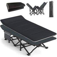FORGEVIO Adult Camping Cot Bed With Cushion Portable Travel Sleeping Bed in Black