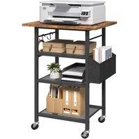 FORGEVIO Rustic Brown Black 4 Tier Printer Stand Storage Unit 50x40x84.5cm LWH | Size: 50x40x84.5 cm