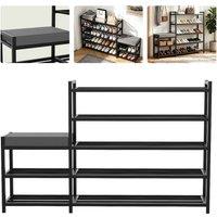 KORVIXA Shoe Bench Shoe Storage Rack Cabinet in Black | Size: 900mm