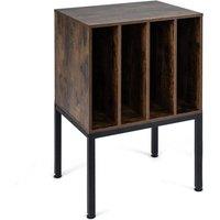 KORVIXA Turntable Stand with Vinyl Storage Shelves in Brown | Size: 100 cm x 100 cm