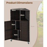 KORVIXA Outdoor Storage Cabinet Wicker Rolling in Brown | Size: 100 cm x 100 cm