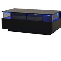 KORVIXA Black Coffee Table with 2 Storage Drawers | Size: 100 cm x 100 cm