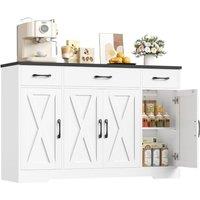 PAWNORA 140cm Sideboard Storage Cabinet White + Black