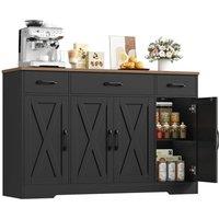 PAWNORA 140cm Sideboard Storage Cabinet black+Antique in Black