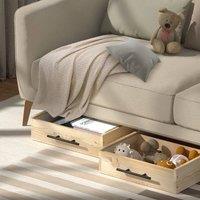 EONLION Wooden Under Bed Storage Drawer Organizer Furniture in Brown | Size: 500mm