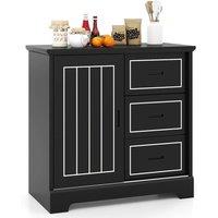 Kelvenix Farmhouse Sideboard Buffet Cabinet Kitchen in Black