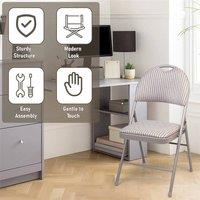 EONLION Folding Chair Cushioned Fabric Office Reception in Grey | Size: 100 cm