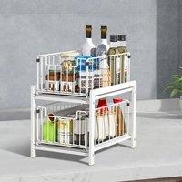 EONLION White Frame, White Basket Pull Out Basket Storage Rack | Size: 500mm
