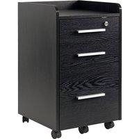 KORVIXA Black 3 Drawer Mobile Filing Cabinet, Lockable File Cabinet | Size: 100 cm x 100 cm