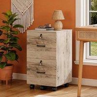EONLION 2-Drawer Office File Cabinet, Lockable Filing Cabinet in Brown | Size: 100 cm
