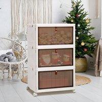 Kelvenix 3 Tiers-39x28x65cm Slim Plastic Storage Drawers Box in White | Size: 39 x 28 x 65 cm