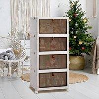 Kelvenix 4 Tiers-39x28x78.5cm Slim Plastic Storage Drawers Box in White | Size: 39x28x78.5 cm