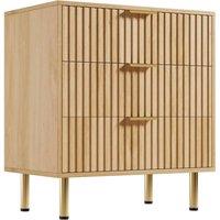 KORVIXA 3 Drawer Dresser for Bedroom Nightstand Chest of Drawer in Brown | Size: 100 cm x 100 cm