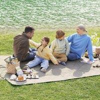 The Bazaarist Waterproof Picnic Mat with Ground Pegs Foldable, Khaki