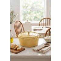 Living and Home Enameled Dutch Oven with Dual Handles and Lid in Yellow | Size: Medium
