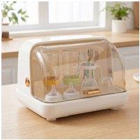 Living and Home Baby Bottle Drying Rack Storage Box with Lid in Cream