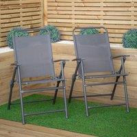 Samuel Alexander Set of 2 Outdoor Multi-Position Textoline Garden Chairs in Grey
