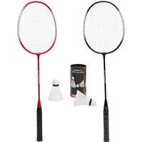 Crystals Badminton 2 Racket & Shuttlecocks Set Adults Children Garden Game in Black