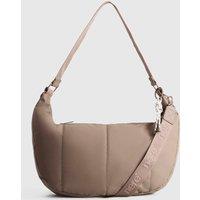 Nere Travel Unisex Coated Crescent Crossbody Bag Mocha in Tan