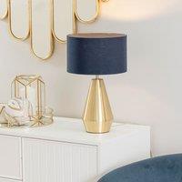 ValueLights Jax Antique Brass Metal Dimmable Touch Table Lamp with Fabric Drum Shade in Gold