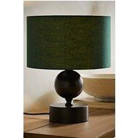 ValueLights Anthony Candlestick Table Lamp with Fabric Drum Lamp Shade in Bottle Green