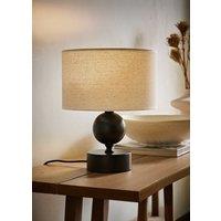ValueLights Anthony Candlestick Table Lamp with Natural Linen Drum Lamp Shade in Brown