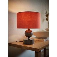 ValueLights Anthony Candlestick Table Lamp with Fabric Drum Lamp Shade in Light Red