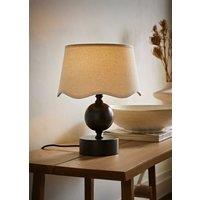 ValueLights Anthony Candlestick Table Lamp with Linen Scallop Lamp Shade in Brown
